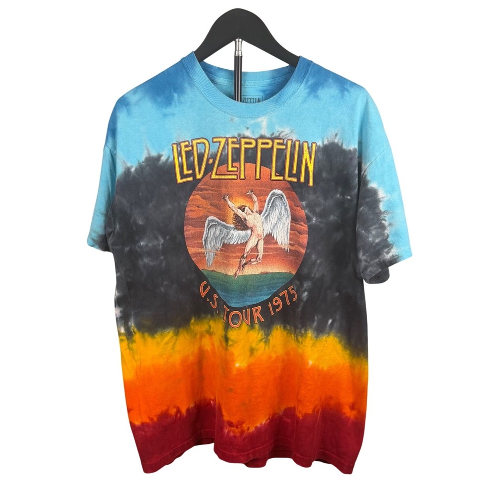 Led Zeppelin US Tour 1975 Tie Dye Graphic T-Shirt Mens Large Icarus Swan Song